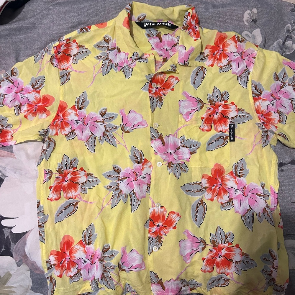 Palm Angels Yellow Floral Men's Shirt